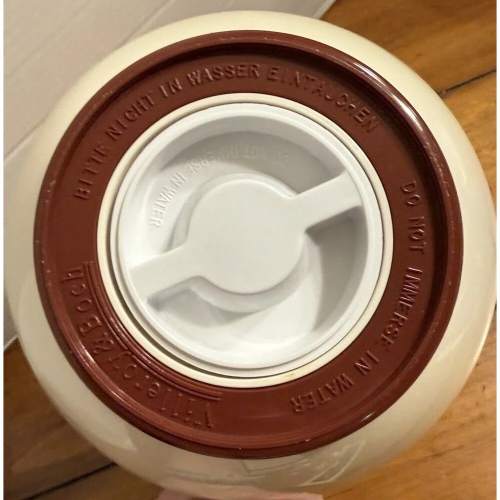 VTG 80s Villeroy & Boch Plastic Thermos Carafe Twist Off Yellow Brown Germany